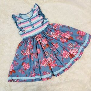 Matilda Jane Just Imagine Libby Girls Striped Floral Dress